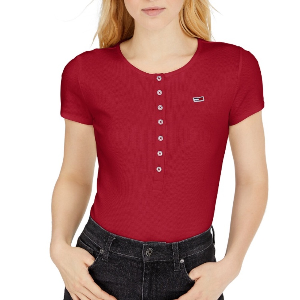 Tommy Jeans Rib-Knit Henley Bodysuit